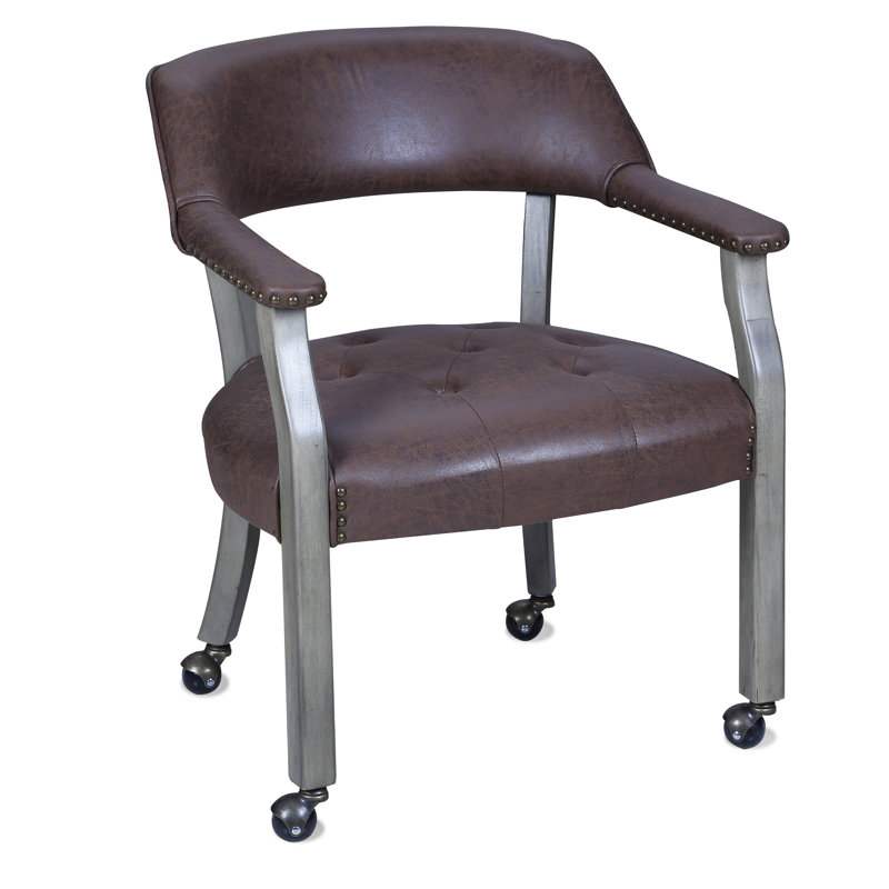 LUMERA Collection Swivel Tufted Arm Dining Chair Poker Chair Dark Brown, Dark Brown, Weathered Gray, 1