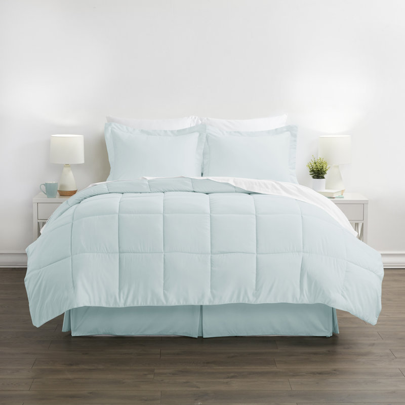 Ensemble de literie complet en microfibre de 8 pièces Simply Soft, Turquoise, Édredon double + 7 pièces incluses