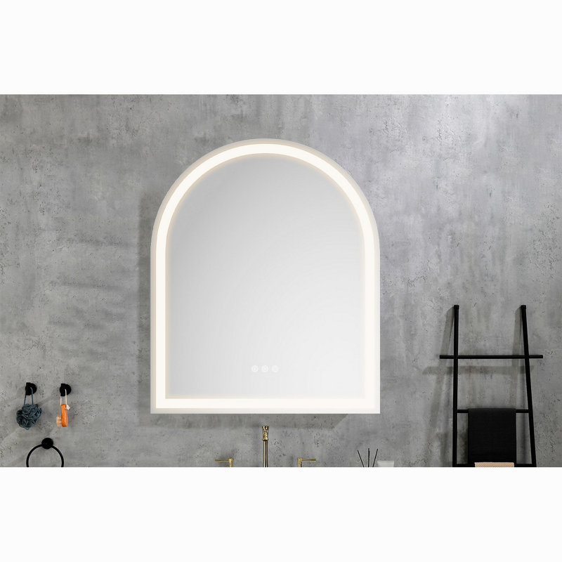 Miroir mural de salle de bain 30 * 36 avec éclairage à DEL haute luminosité + fonction anti-buée séparée + gradateur
