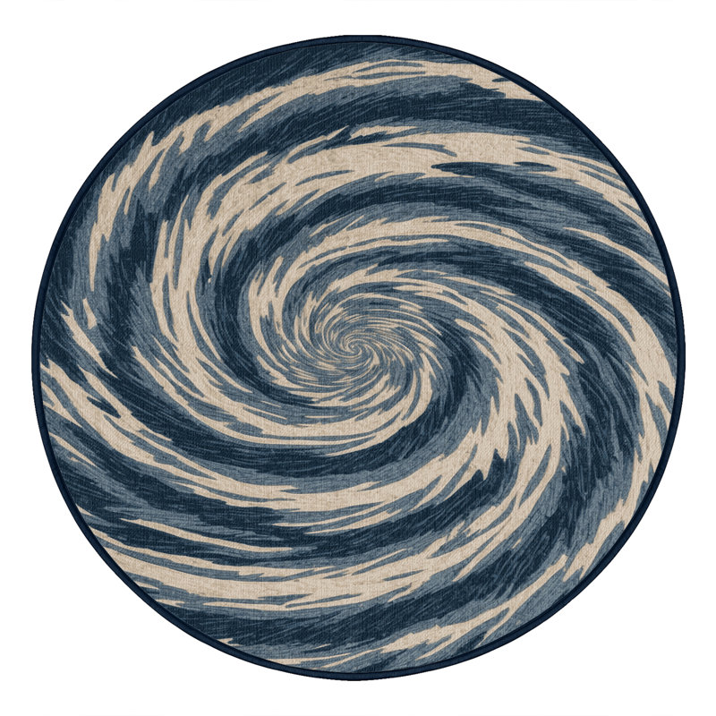 Tapis gris lavable à la machine, Rond 6 pi