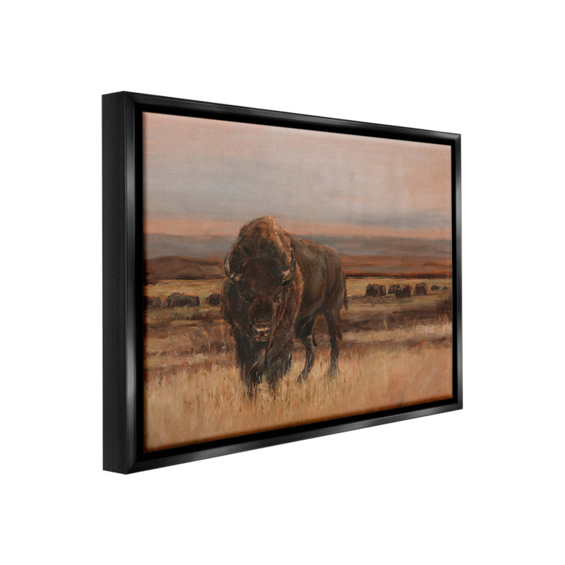 «Traditional Bison Landscape» par Ethan Harper sur, Cadre flottant noir de jais, H 17 po x l 21 po