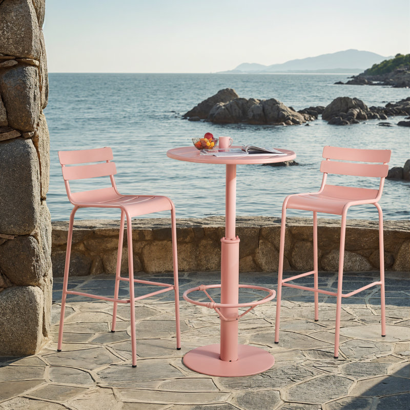 2 - Person Patio Dining Set with Round Table, Pink