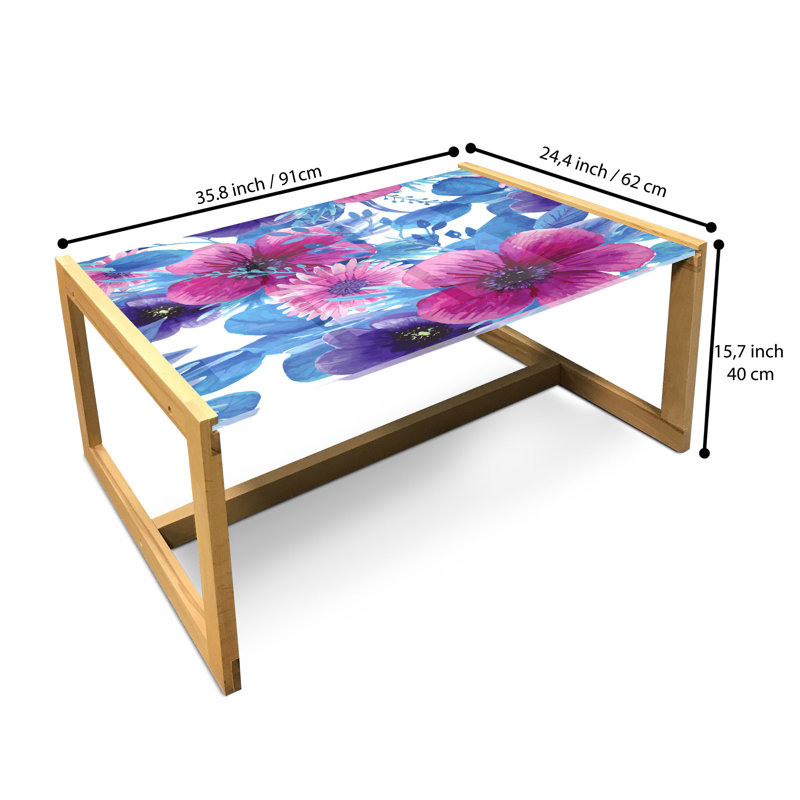 Table basse à fleurs East Urban Home, H 15,75 po x L 35,83 po x l 24,4 po