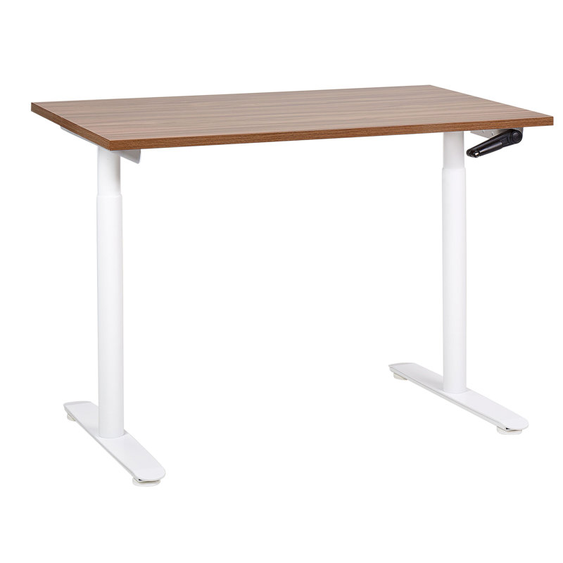 Amarianna Adjustable Metal Base Standing Desk, 119cm H x 120cm W x 72cm D, White, Brown