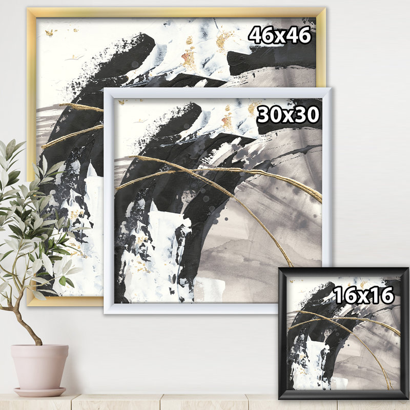 Glam Painted Arcs I - reproduction d'art sur toile encadrée, H 30 po x l 30 po x P 1 po, Cadre blanc