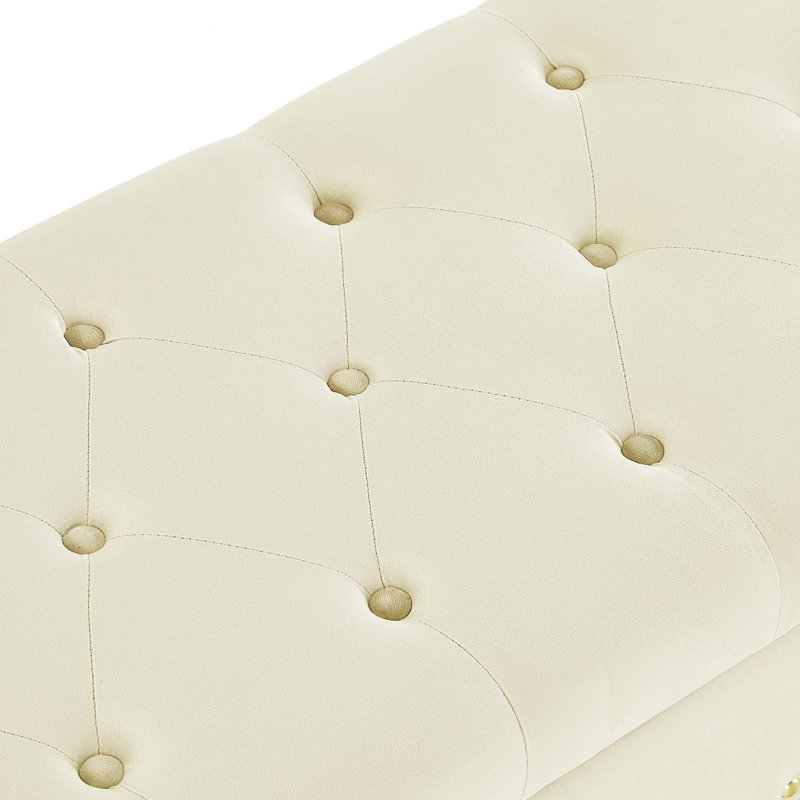 Tufted Bench With Storage, Cream