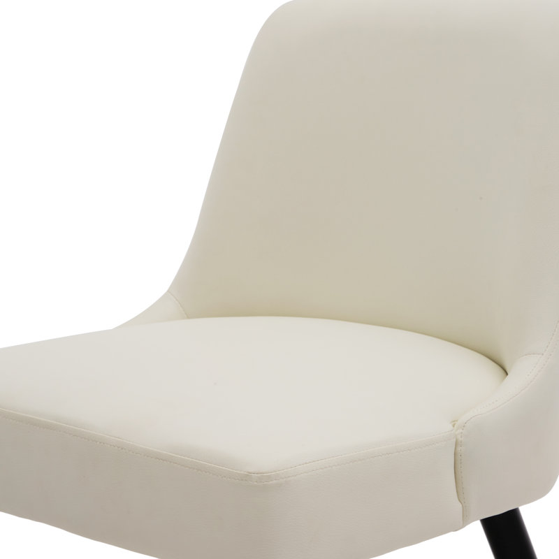 Morden Solid Back Side Chair, Upholstered Kitchen Dining Chair, PU Leather, Cream/White