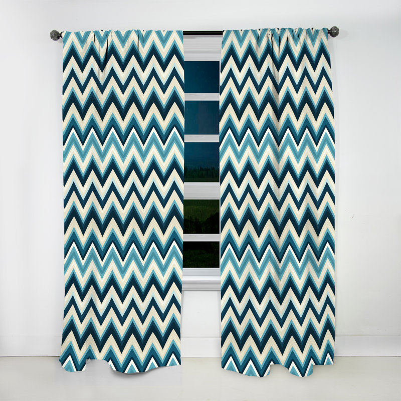 Geometric Chevron I - Rideau géométrique abstrait - Rideau obscurcissant à chevrons - 1 panneau, L 52 po x L 108 po