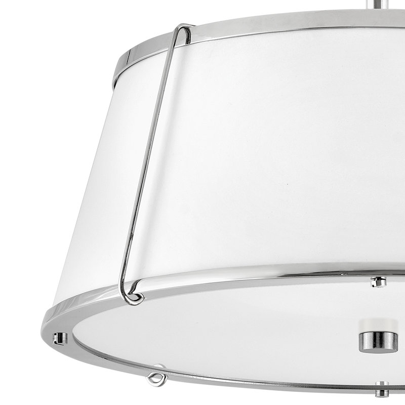 Clarke Medium Semi-Flush Mount, Polished Nickel, White