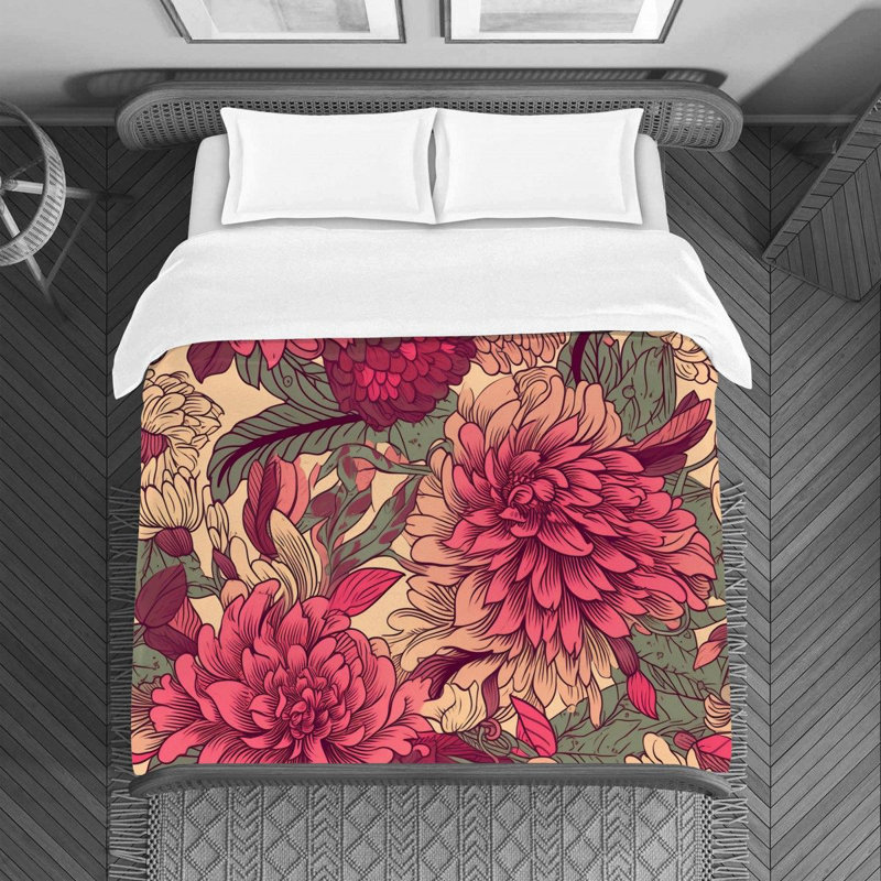 Literie , Housse de couette pour lit simple, Rose / Beige