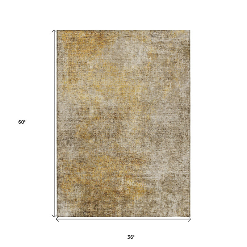 Tapis extérieur lavable abstrait taupe et ivoire beige 3 pi x 5 pi