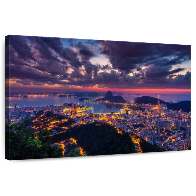 Nicci Rio De Janeiro Evening Skyline, 26" H x 39" W