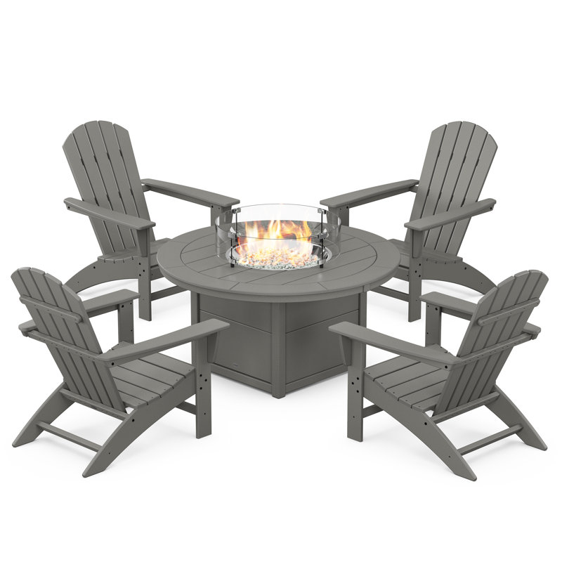 Ensemble de conversation 5 pièces Adirondack Nautical avec foyer, Gris ardoise
