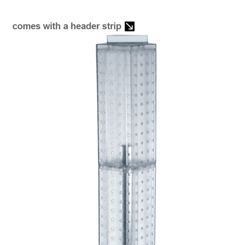 Black Plastic Four-Sided Pegboard Tower Display with Wheeled Base