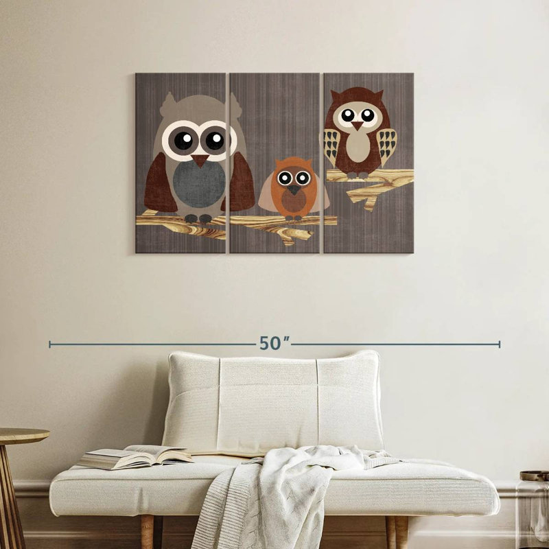 Brampt Three Owls, 24" H x 38" W