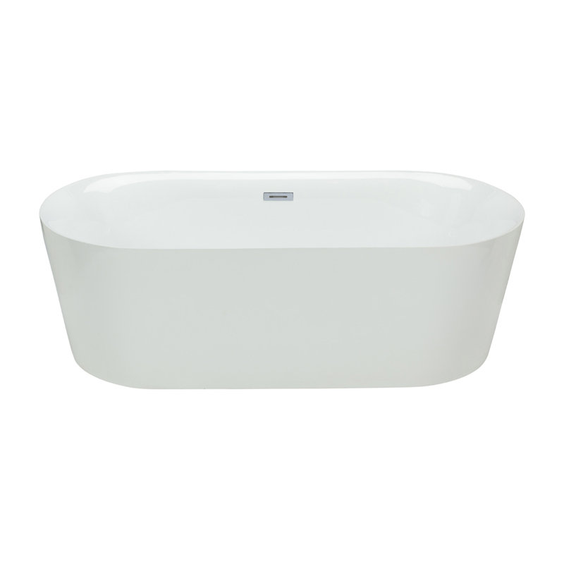 Bahli Acrylic 1 Piece Oval Freestanding Bathtub with Centre Drain & Overflow in White