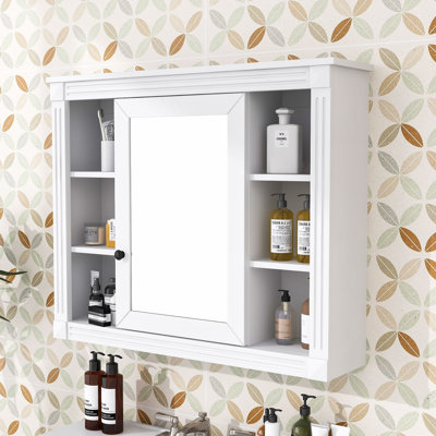 Armoire murale de salle de bain avec miroir et tablettes de rangement