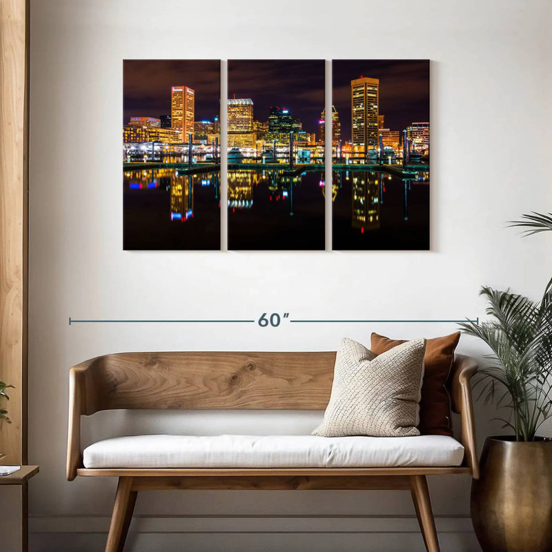 Sireci Baltimore Night Skyline, 28" H x 45" W