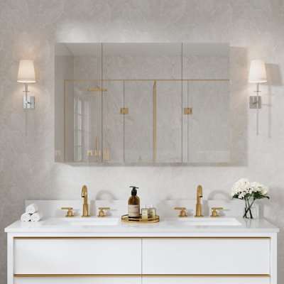 30'H Bathroom  Recessed Or Surface Wall Mount Medicine Cabinet With Adjustable Glass Shelves