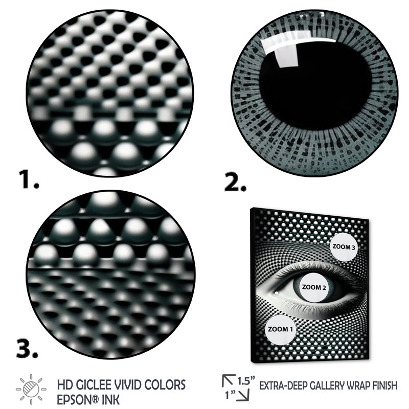 Œil monochrome Kalessa III - reproduction sur toile, L 16 po x H 32 po, Cadre flottant noir