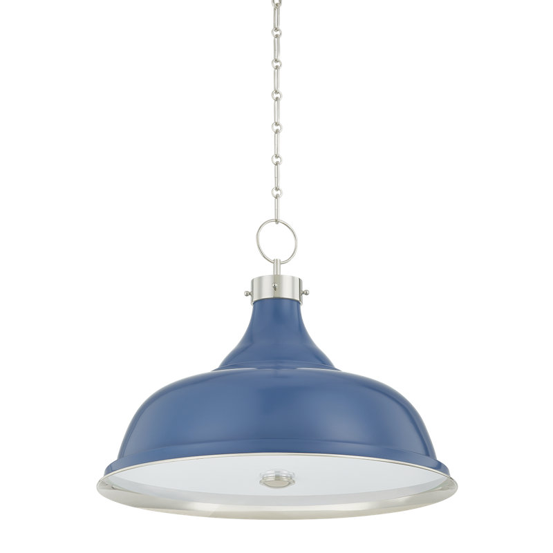 Luminaire suspendu peint n ° 1 par Mark D. Sikes, Nickel poli, Bleu français doux