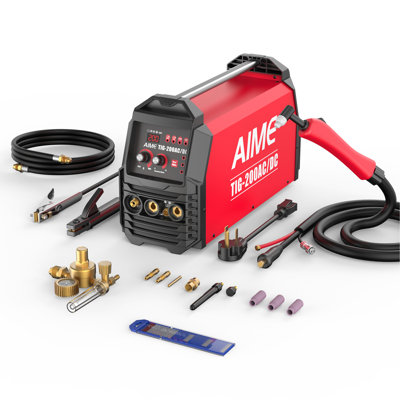 AC/DC pulse TIG welder, 200A 6 in 1 aluminum welder, rod welding MMA TIG welding, 110V/220V dual voltage LCD display, IGBT inverter, multi-functional welding machine for stainless steel, carbon steel,