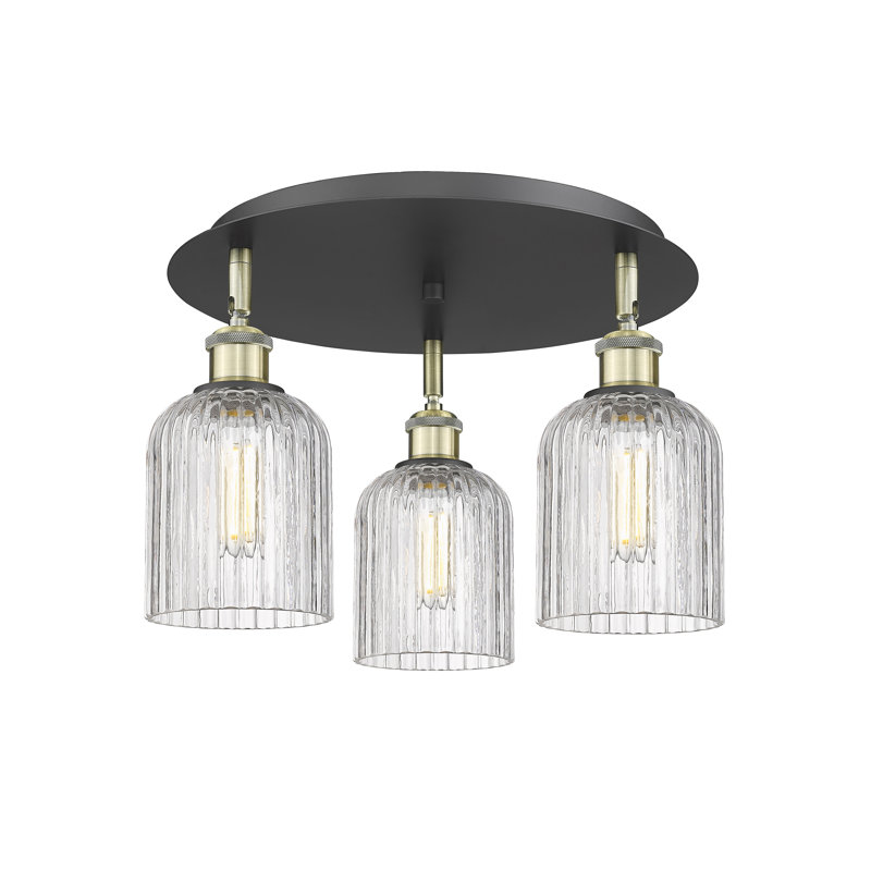 Fiennes Glass Flush Mount, Black Antique Brass
