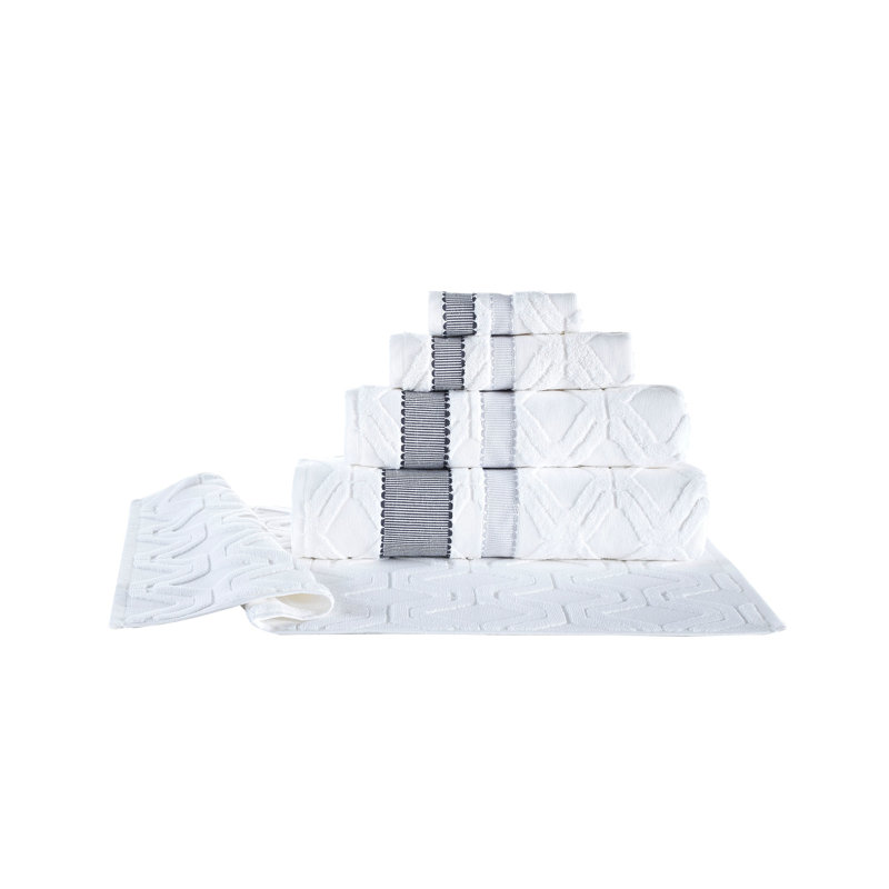 Turkish Cotton Plush Jacquard Washcloth, White