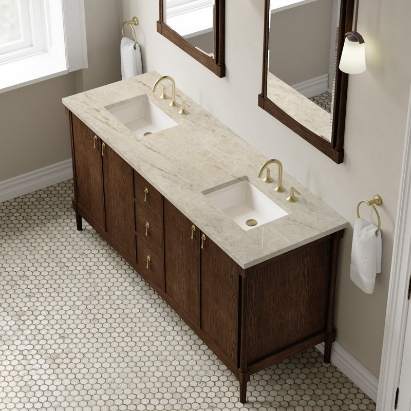 Kinnsden 72" W Double Vanity, Sable Oak, Tajnar Eclos