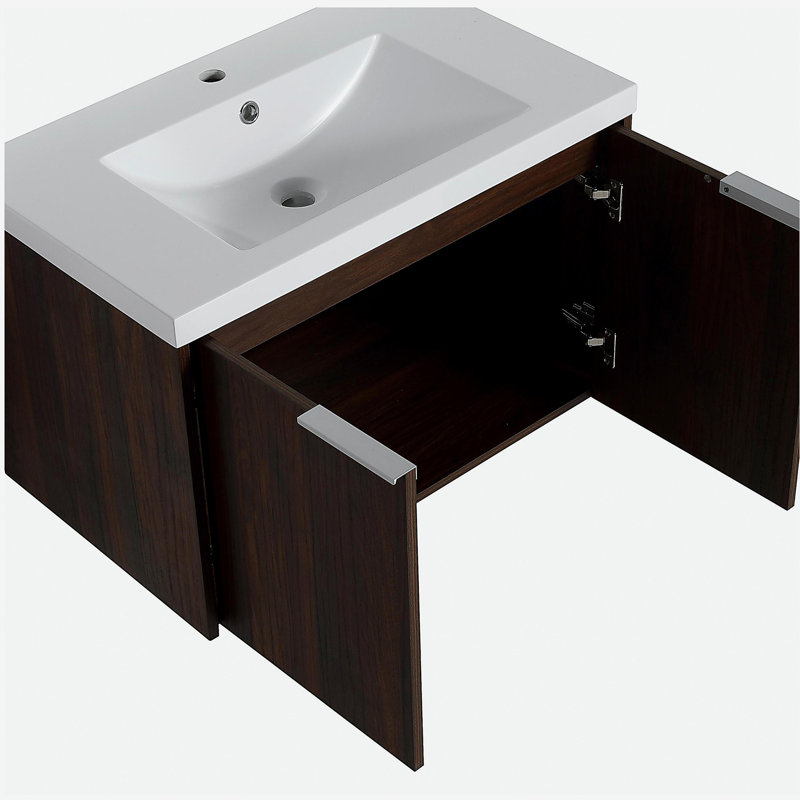 Meuble-lavabo avec lavabo Doors, 30 po pour petite salle de bain, 30 po x 18 po, 30", Noyer de Californie