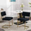 Chaises de salle à manger élégantes 2 pièces, velours côtelé noir, base en métal doré et base attrayante à motif de touffetage en forme de canal, séduisante
