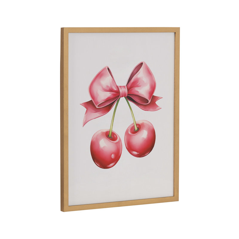 Drumheller Cute Hair Bow Wall Art, Gold Framed, 12.65" H x 16.65" W