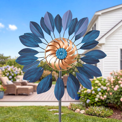 84 pouces H cinétique fileur de vent pour la cour et le jardin, grande sculpture de vent en métal à l'extérieur du patio, rotation de 360 degrés avec hauteur réglable, cadeau de pendaison de crémaillère pour la pelouse
