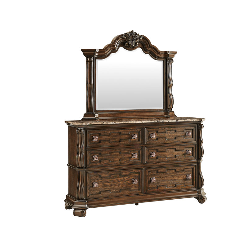 Müller Dark Cherry 6 Drawer Dresser And Mirror Set