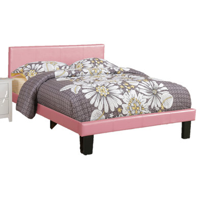 Full Size Modern Pink Faux Leather Upholstered Bedframe With Wooden Slats And Classic Headboard For Bedroom. Elegant Design, Particle Board, Foam, Rubber Wood Construction Transitional In Board