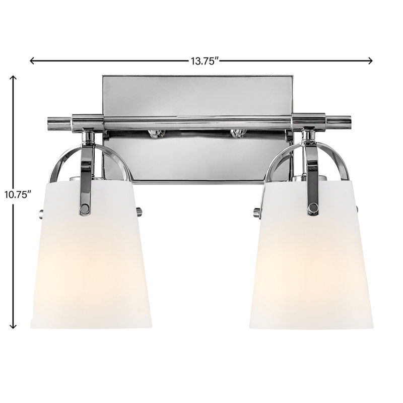 Ensemble de meuble-lavabo à deux lumières Foster avec abat-jour opale gravée, Argent