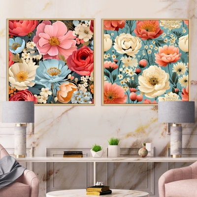 Friedlander - Ensemble de 2 collages carrés floraux