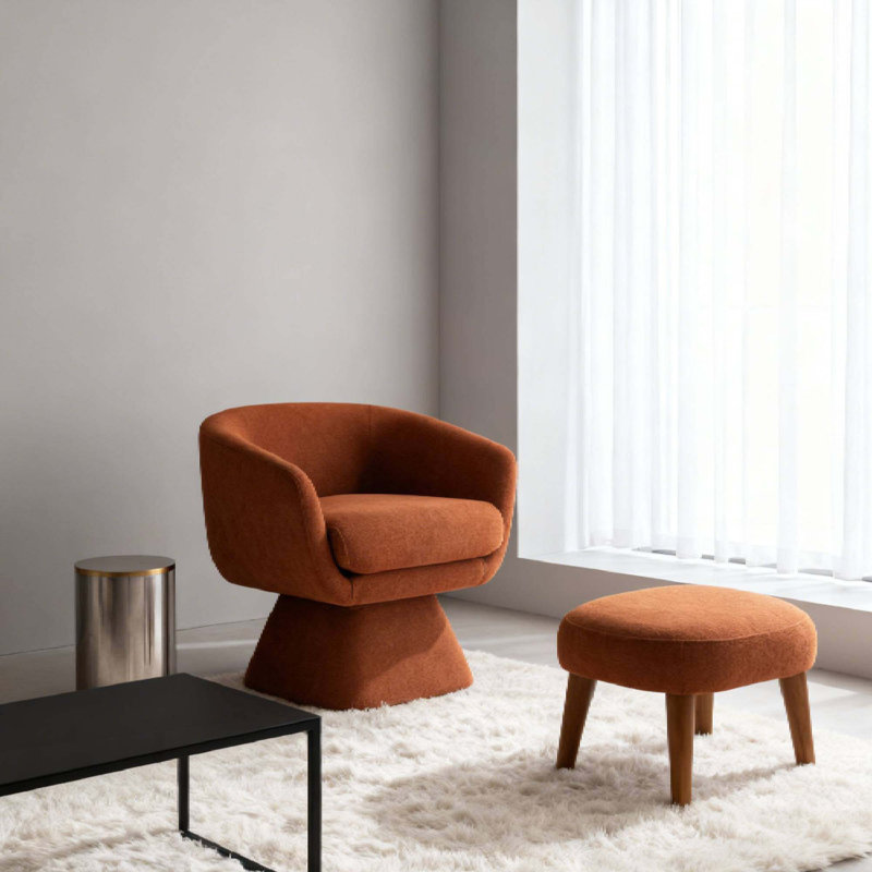 Fauteuil Lazy avec repose-pieds, fauteuil d'appoint moderne, Orange