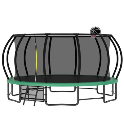 16ft Outdoor Trampoline For Kids And Adults, Pumpkin Trampolines With Curved Poles,heavy Duty Trampoline Anti-rust Coating Astm Approval -  Arts Box Trading, BSTP0075GRE2