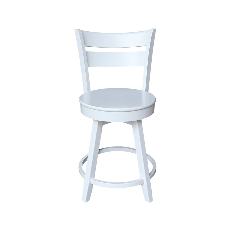 Tabouret de comptoir pivotant en bois massif de 24 po, Blanc