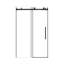 Porte de douche coulissante sans cadre, 112-122 cm L x 193 cm H, noir mat, verre trempé transparent de 6 mm, film anti-explosion, poignée en acier inoxydable, rail tubulaire carré-137897307-135116725