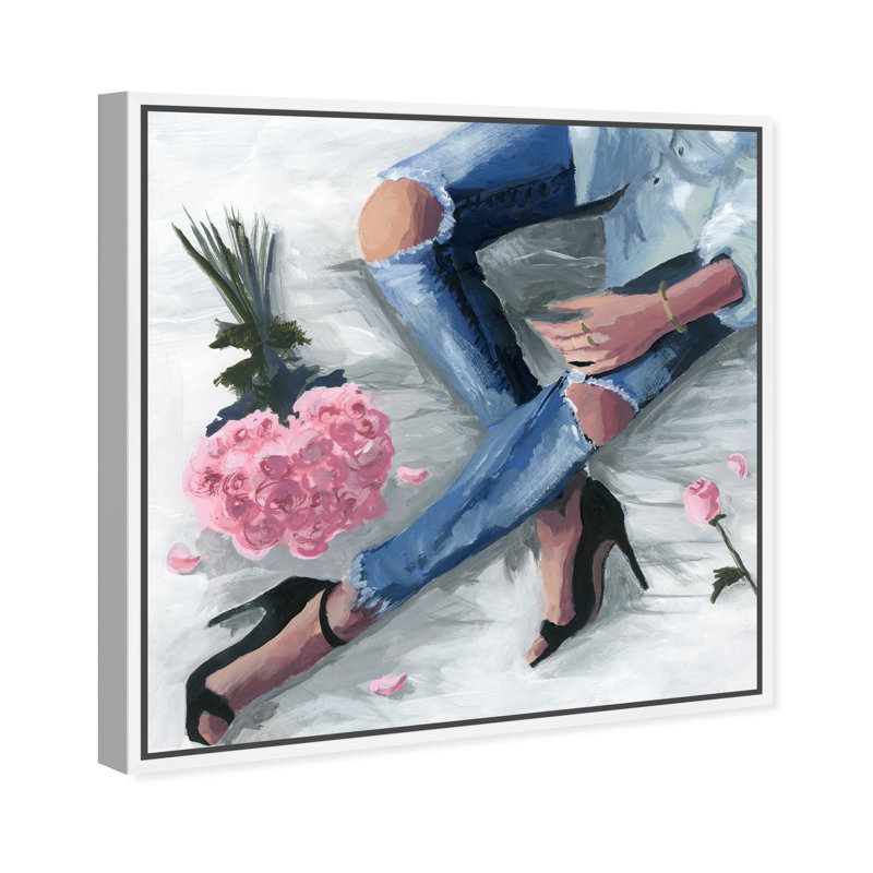 Romantiques jeans - Impression sur papier, H 12 po x l 12 po x P 1,5 po, Blanc