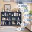 Organisateur de rangement pour 12 cubes, bibliothèque Farmhouse de 62 pouces de large, grande bibliothèque ouverte en bois à 3 niveaux, bibliothèque rétro pour le bureau personnel, armoire à casiers pour le salon, la chambre à coucher-392899089-392899091