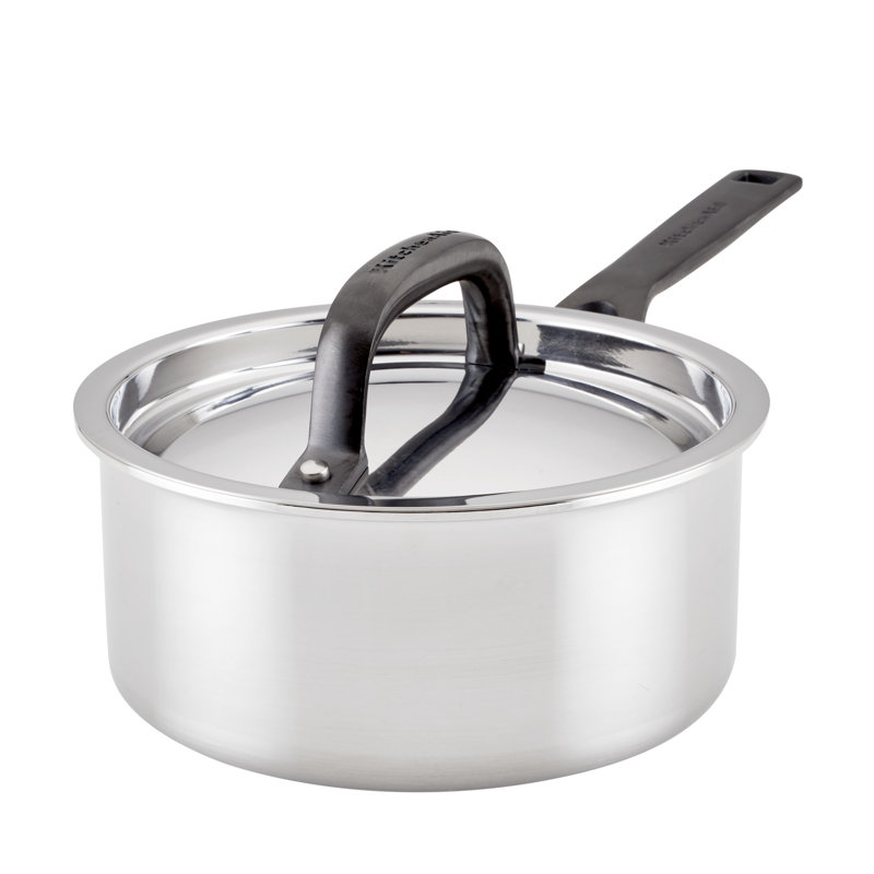 KitchenAid® 5-Ply Clad Stainless Steel Induction Saucepan with Lid, 1.5-Quart