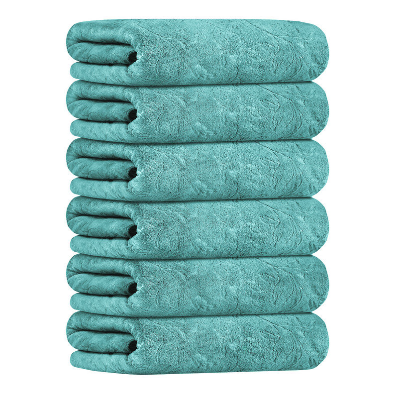 Microfiber Bath Towel Set for Bathroom,6 Pieces 30" x 60", Coffee & White Stripe