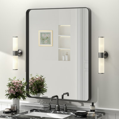 Molly Tempered Glass and Metal Framed French Cleat Mounted Wall Bathroom / Vanity Mirror