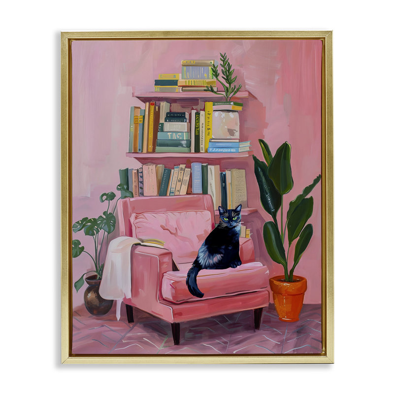 Cadre flottant rose Calm & Cozy, design par Lil 'Rue, H 21 po x l 17 po, Cadre flottant métallique doré