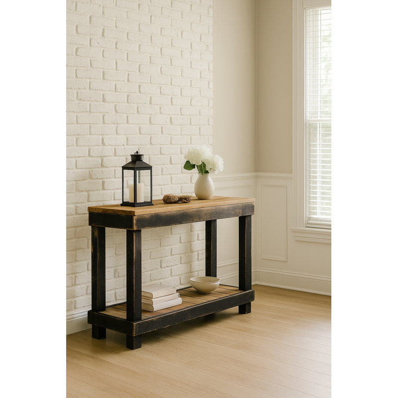 Console 46 po en bois récupéré de luxe noir, Noir, naturel, 46"