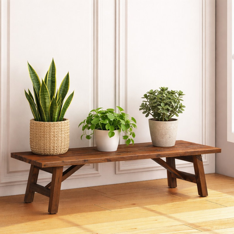Support pour plante en bois massif Catelynn, Chestnut Wire-Brush