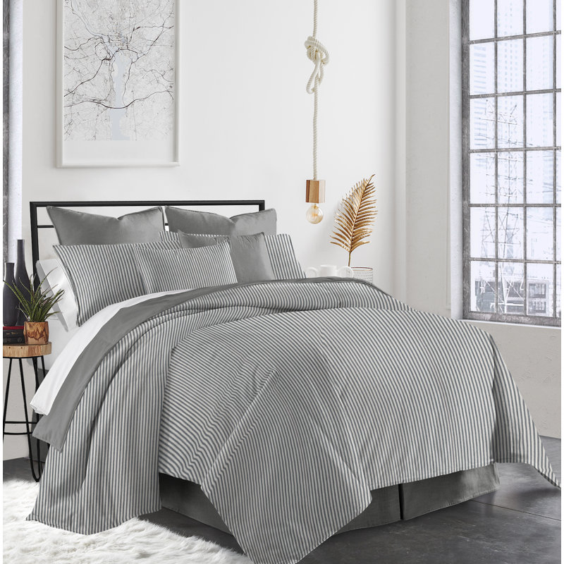 Ensemble d'édredon Gesto, Édredon très grand, 2 taies décoratives et 2 co, Gris